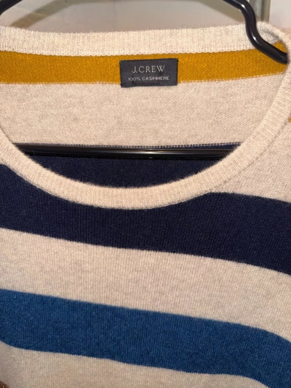 J.Crew Mens 100% Cashmere Crewneck Sweater Multicolor Block Stripe